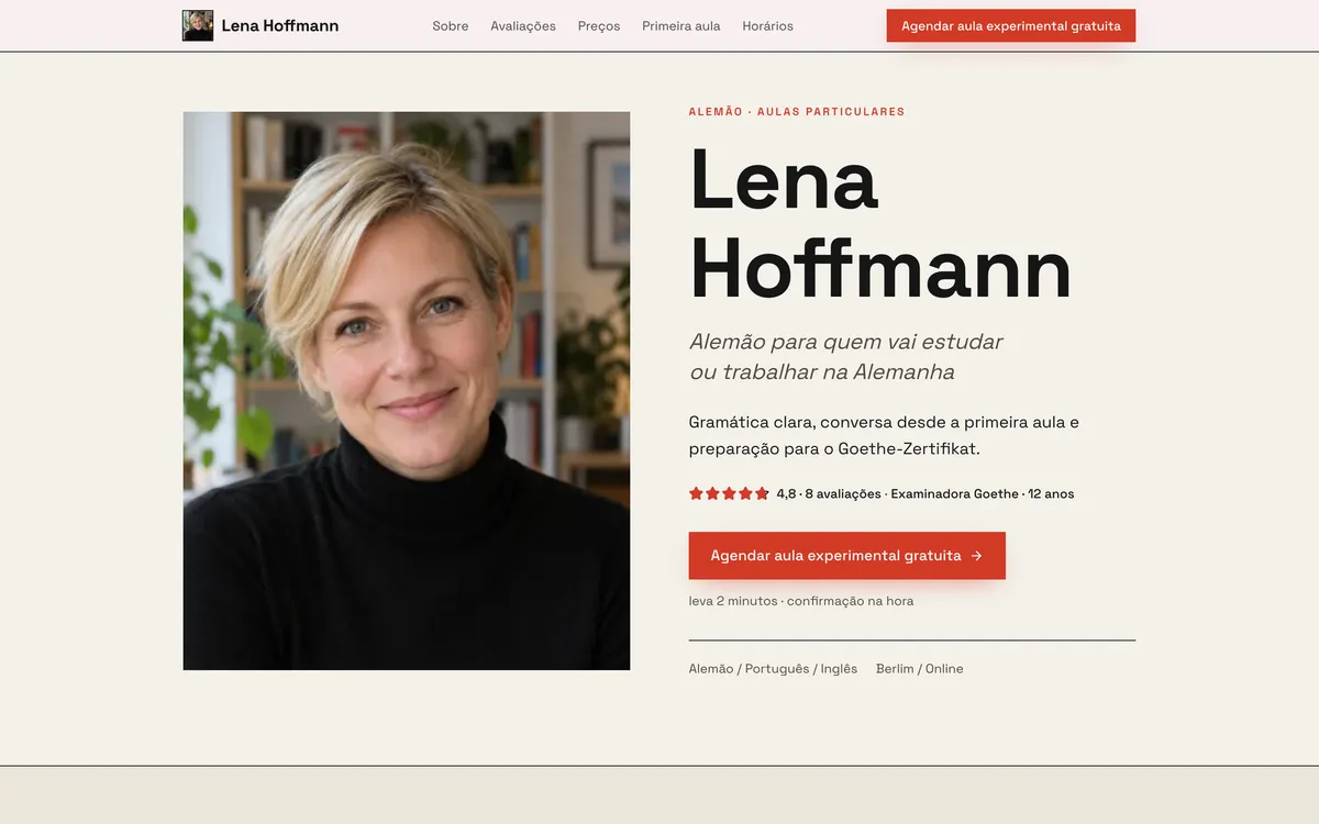 A sample German teacher's page in the Bauhaus design