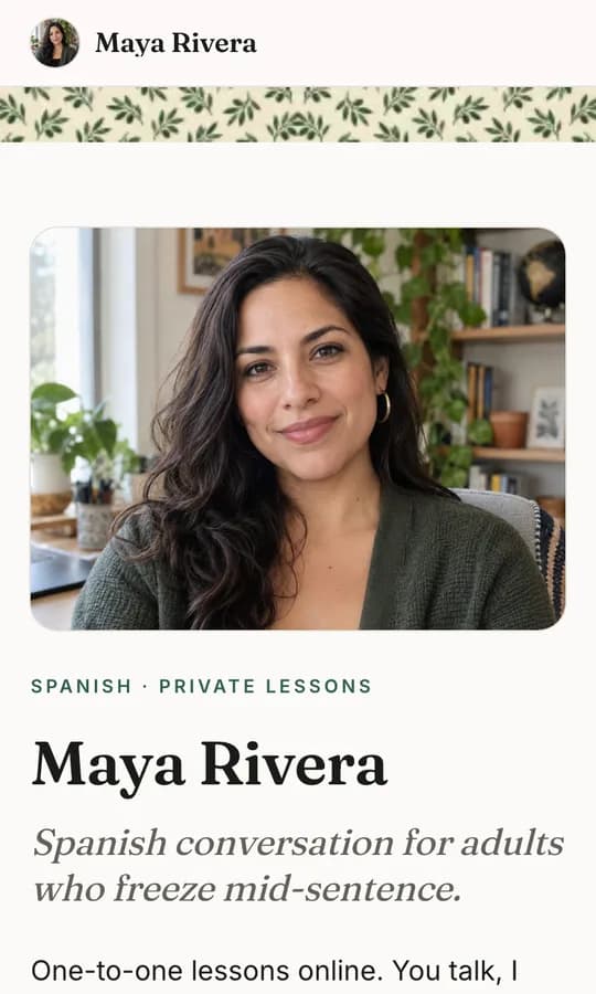 Maya Rivera's lesson page on a phone